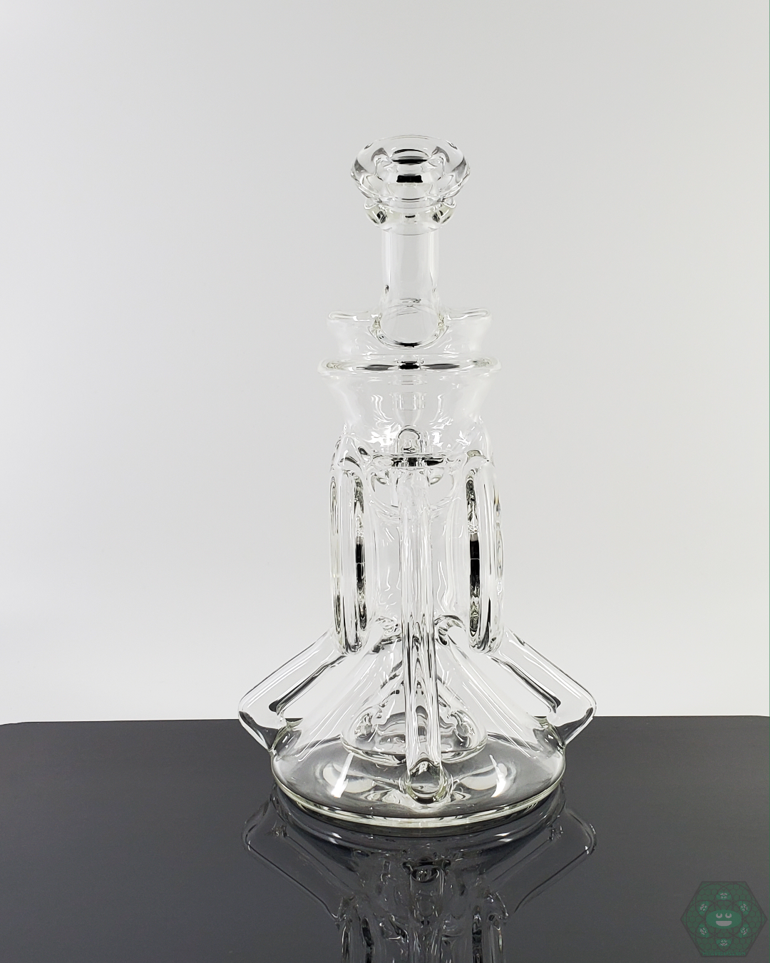 Cerio Glass Clear Recycler V3 #2, Ideal for Refined Dabbing with Dual Uptake and 4-Hole Perc