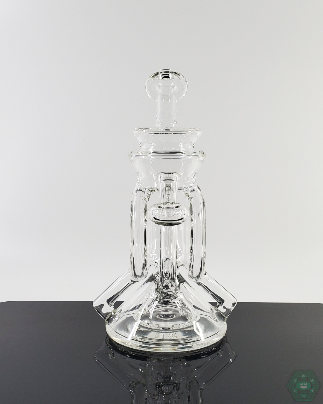 Cerio Glass Clear Recycler V3 #3, Sleek Design with 4-Hole Perc for Smooth Hits and Efficient Function