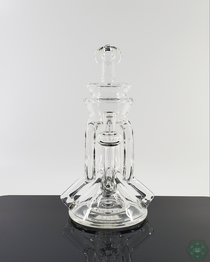Cerio Glass Clear Recycler V3 #3, Sleek Design with 4-Hole Perc for Smooth Hits and Efficient Function