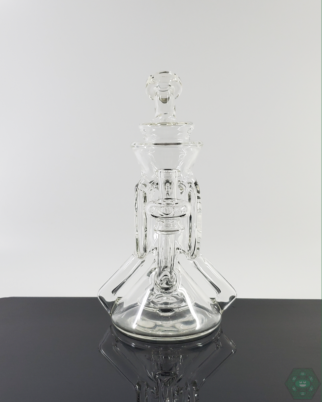 Cerio Glass Clear Recycler V3 #4, 7.25-inch Dual Uptake Recycler with 4-Hole Perc for Smooth Hits