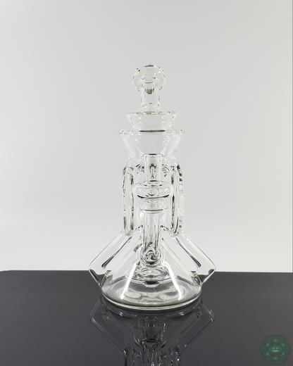 Cerio Glass Clear Recycler V3 #4, 7.25-inch Dual Uptake Recycler with 4-Hole Perc for Smooth Hits
