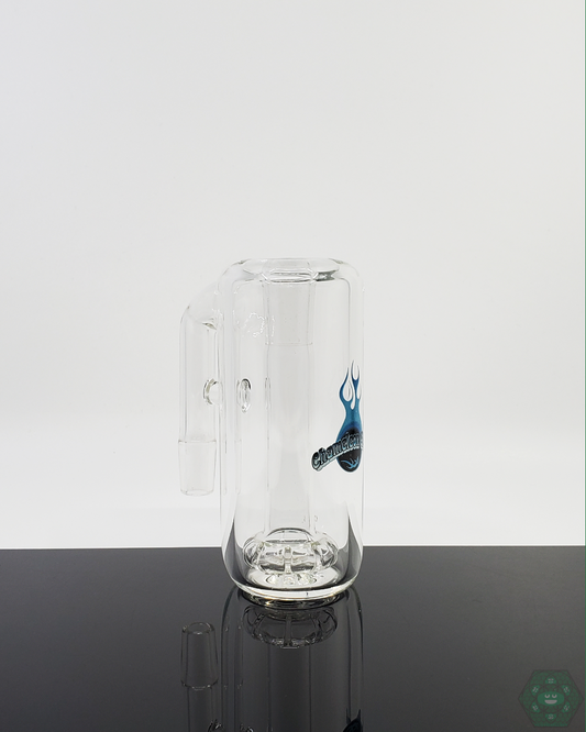Chameleon Glass 14mm 90° Ash Catcher with 9-hole Showerhead Perc for Smooth Hits and Clean Sessions