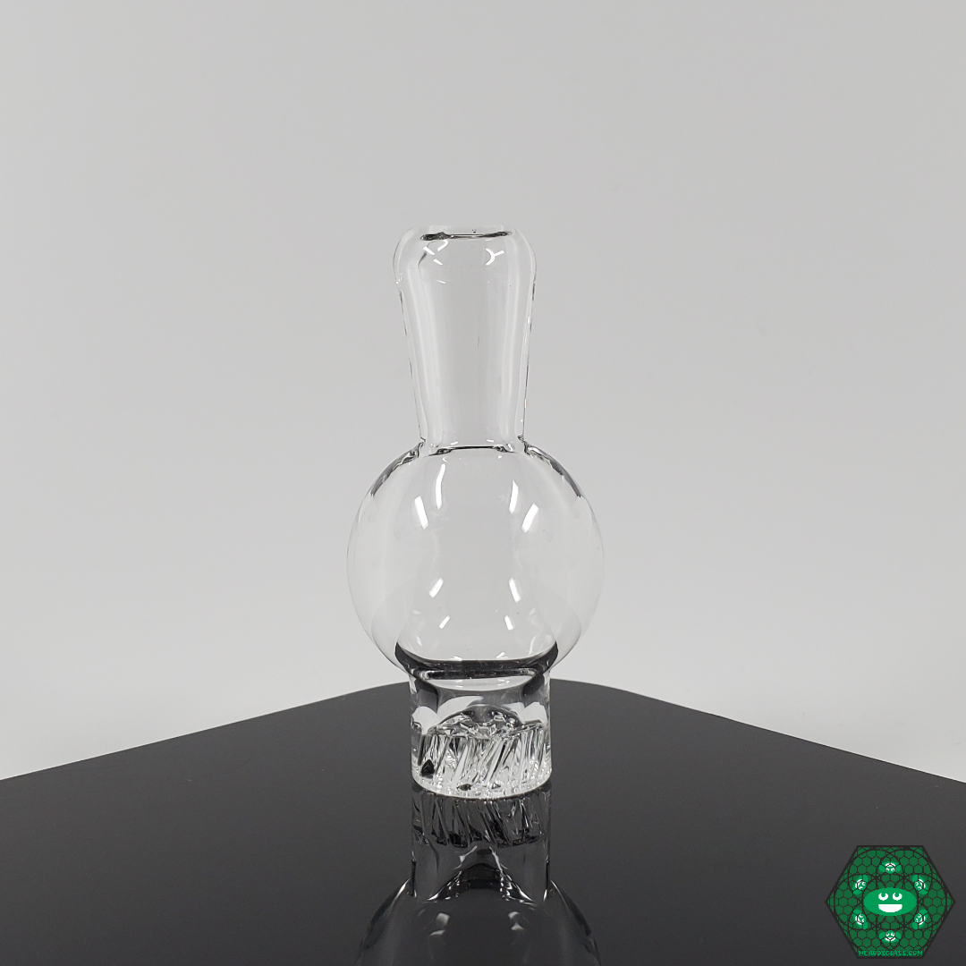 Close-up of the Chill & Relax Glass Spinner Caps, highlighting the quality craftsmanship and spinner action for optimal airflow control.