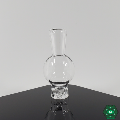 Close-up of the Chill & Relax Glass Spinner Caps, highlighting the quality craftsmanship and spinner action for optimal airflow control.