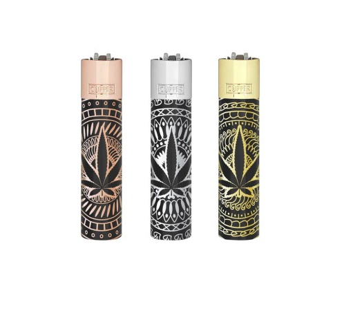 Clipper Classic Metal Lighter in assorted colors, featuring a sleek metal design and a removable flint system for packing and pressuring tobacco.