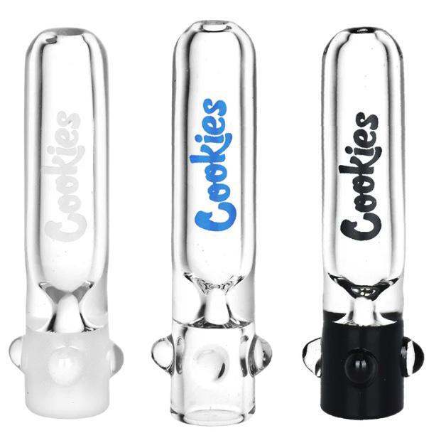Cookies OG Chillum - 3-inch borosilicate glass hand pipe with cylindrical chillum style, grip marbles, and Cookies logo decal. Ideal for quick hits and travel.