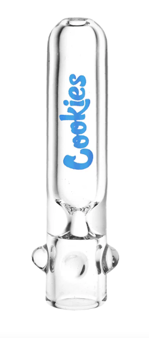 Cookies OG Chillum - 3-inch glass hand pipe featuring a cylindrical chillum body with Cookies logo and grip marbles for easy smoking on the go.

