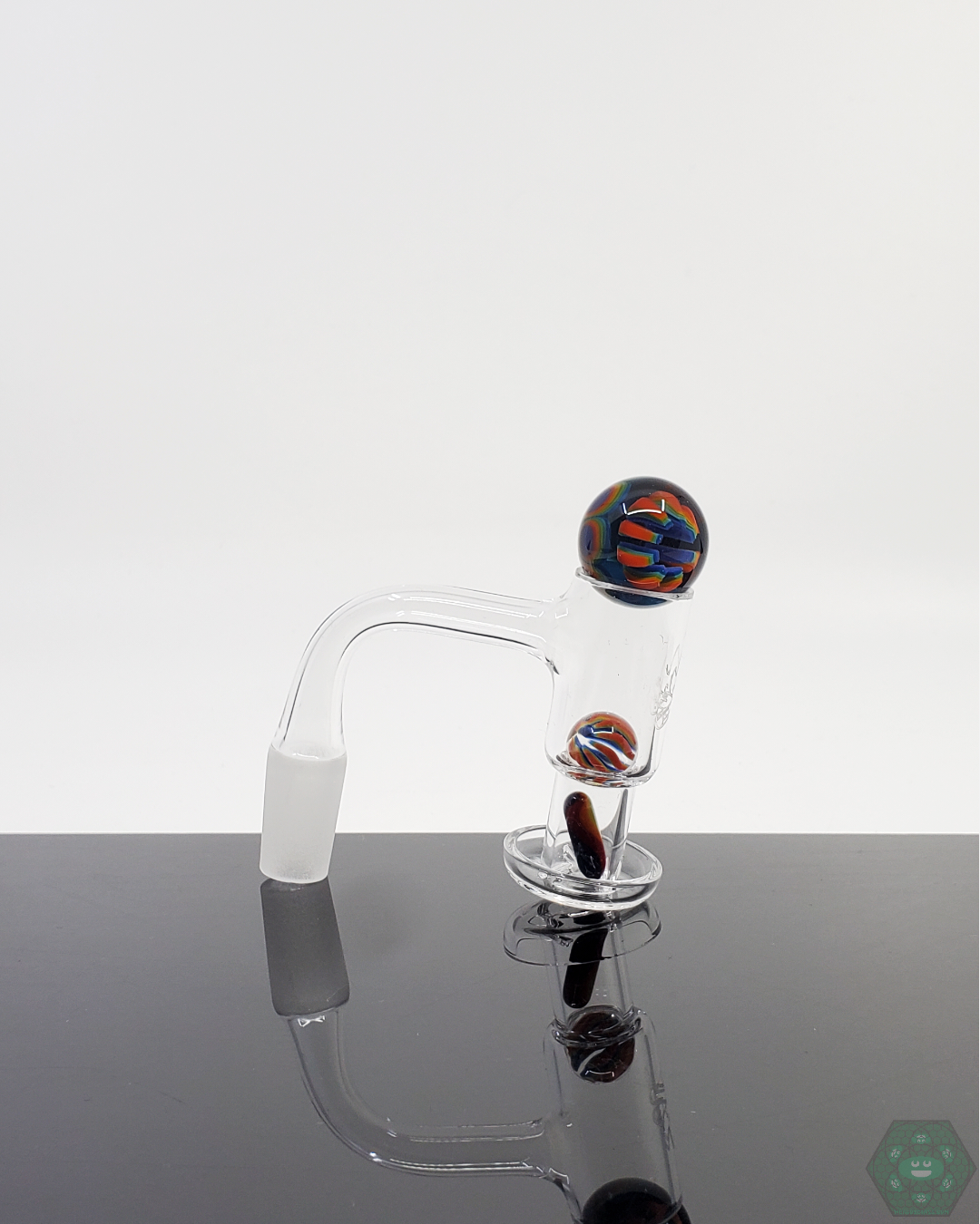 Handcrafted Crowman Crothers Dotstack Slurper Set with terp valve, marble, and pearls, designed for optimal airflow and flavor in quartz nails.