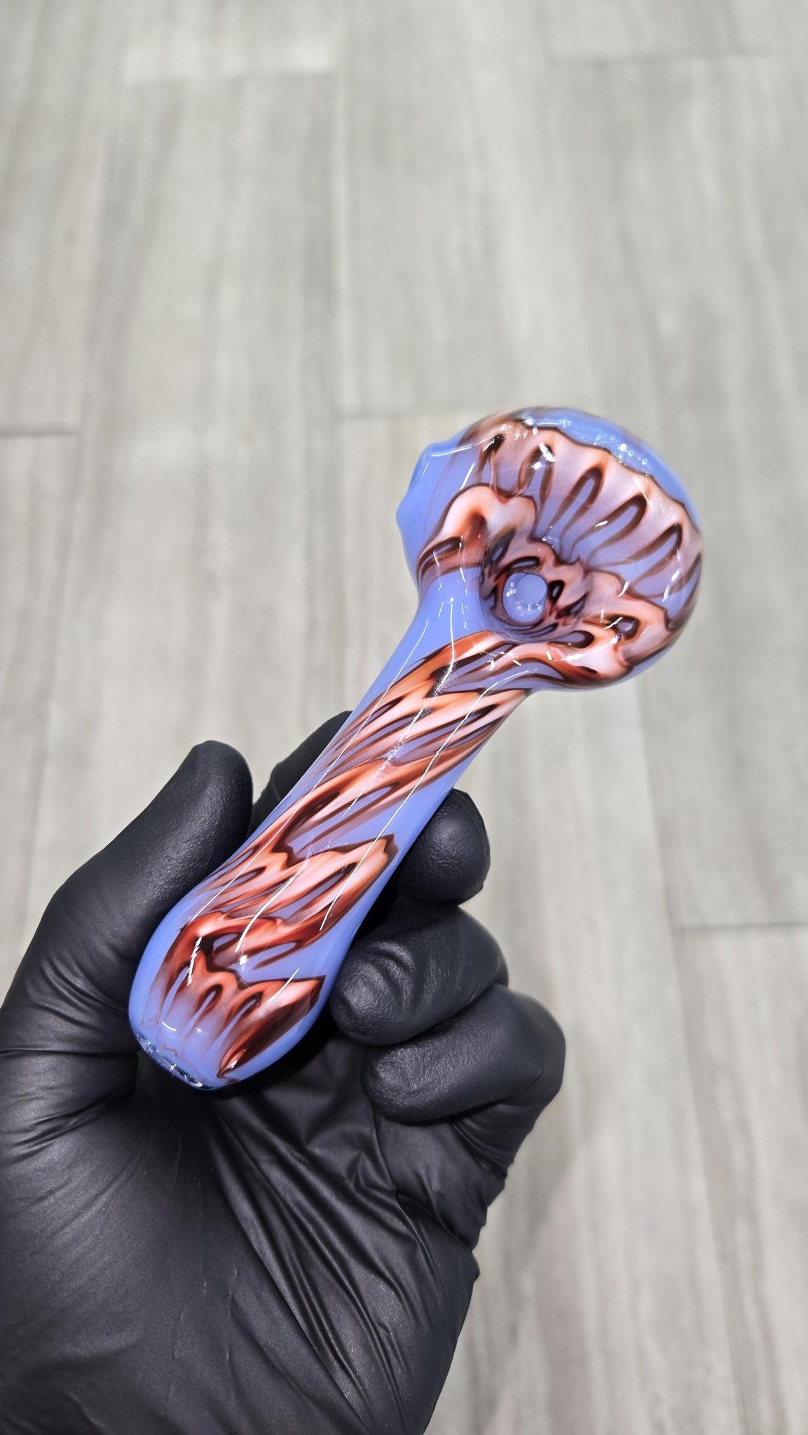 Izlow Glass - Periwinkle Crazy Line Handpipe