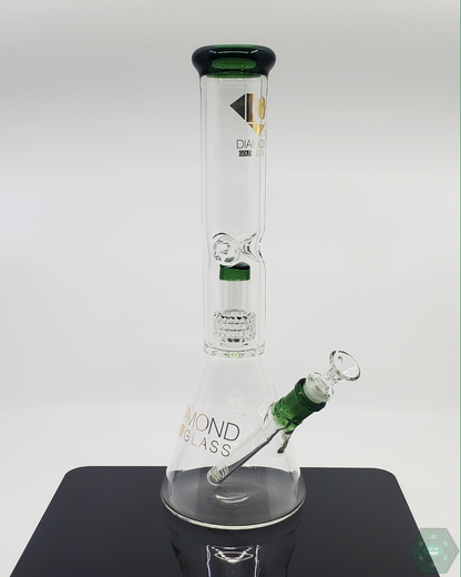 Diamond Glass 14-inch 7MM Beaker with durable build and 21-hole matrix perc for advanced filtration