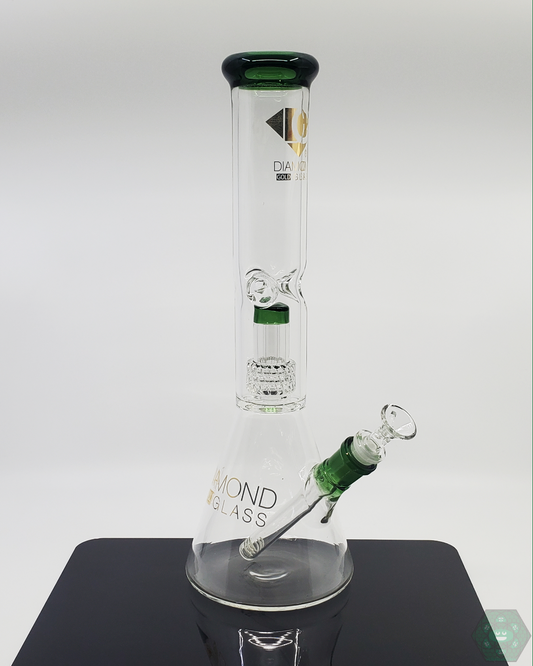 Diamond Glass 14-inch 7MM Beaker with durable build and 21-hole matrix perc for advanced filtration