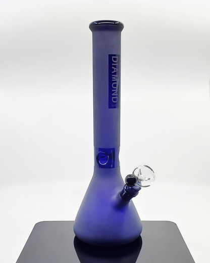 Diamond Glass 15” Sandblasted Beaker featuring an elegant sandblasted finish, offering durability and visual appeal for a premium smoking experience.