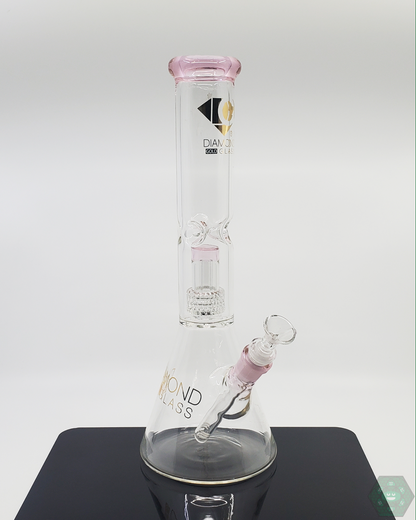 Diamond Glass 14” Beaker with built-in ice catcher and removable 7-hole downstem, includes 14mm joint