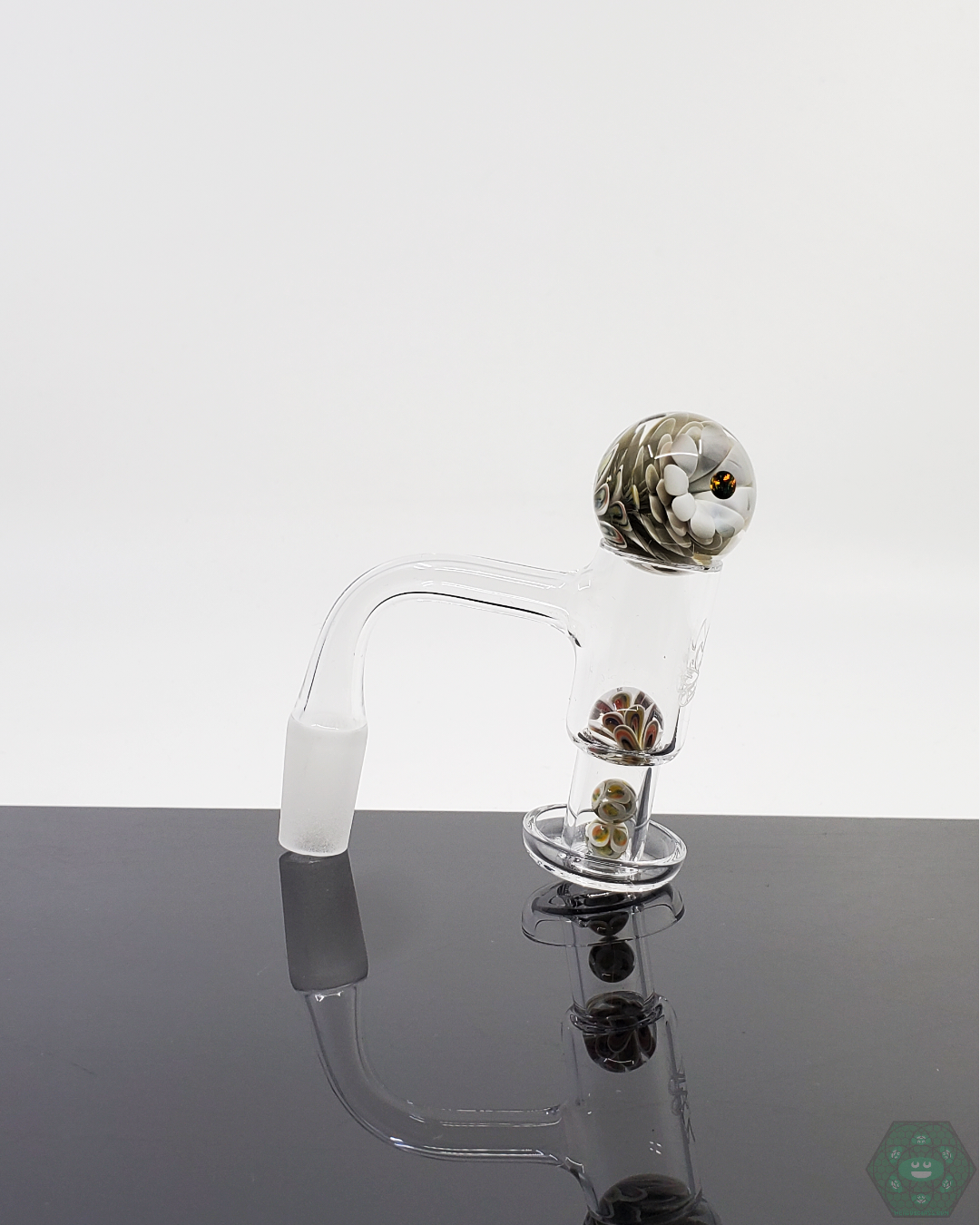 Divleli Slurper Set designed for flavorful vapor, featuring artistic glass terp pearls and marble for quartz nails.