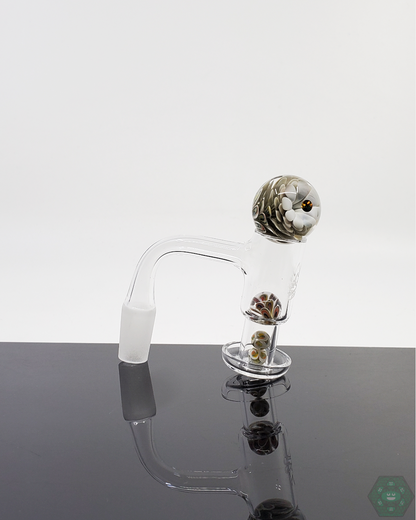 Divleli Slurper Set designed for flavorful vapor, featuring artistic glass terp pearls and marble for quartz nails.