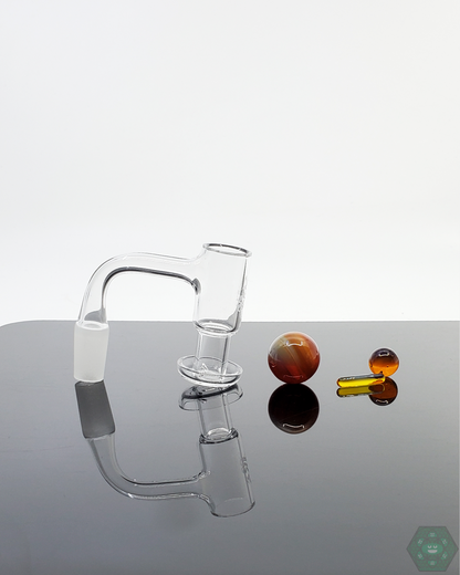 Close-up of Doq Glass Premium Slurper Set, showcasing precision craftsmanship and airflow-enhancing components.