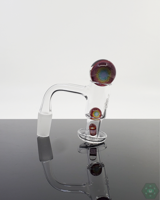 Artisanal Dosa Glass Slurper Set featuring terp pearls and marble, providing smooth vapor flow and enhanced dabbing experience with quartz nails.