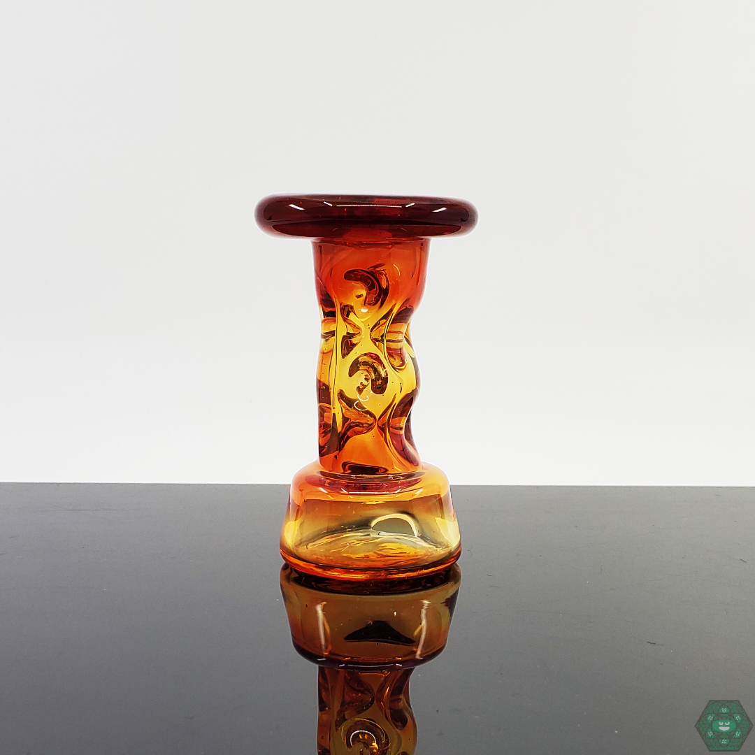 Side view of the Durin Glass Cooling Tower Puffco Attachment, highlighting its sleek and compact design.