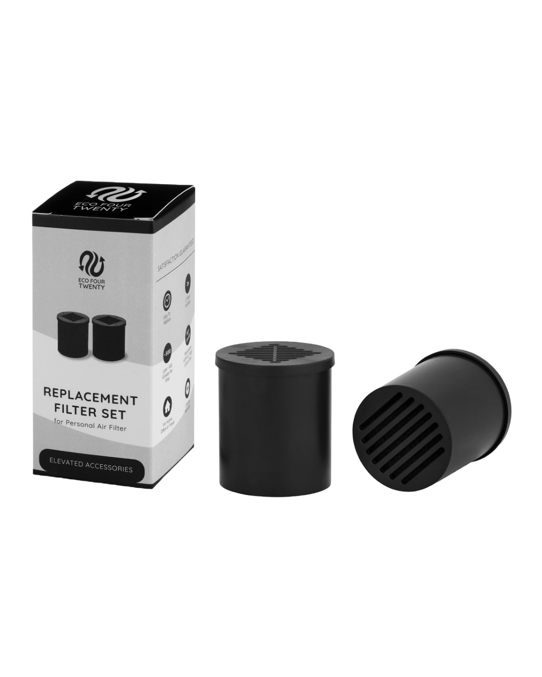 Eco Four Twenty Replacement Filter Set includes 2-pack HEPA and activated carbon filters for maintaining fresh, clean air.