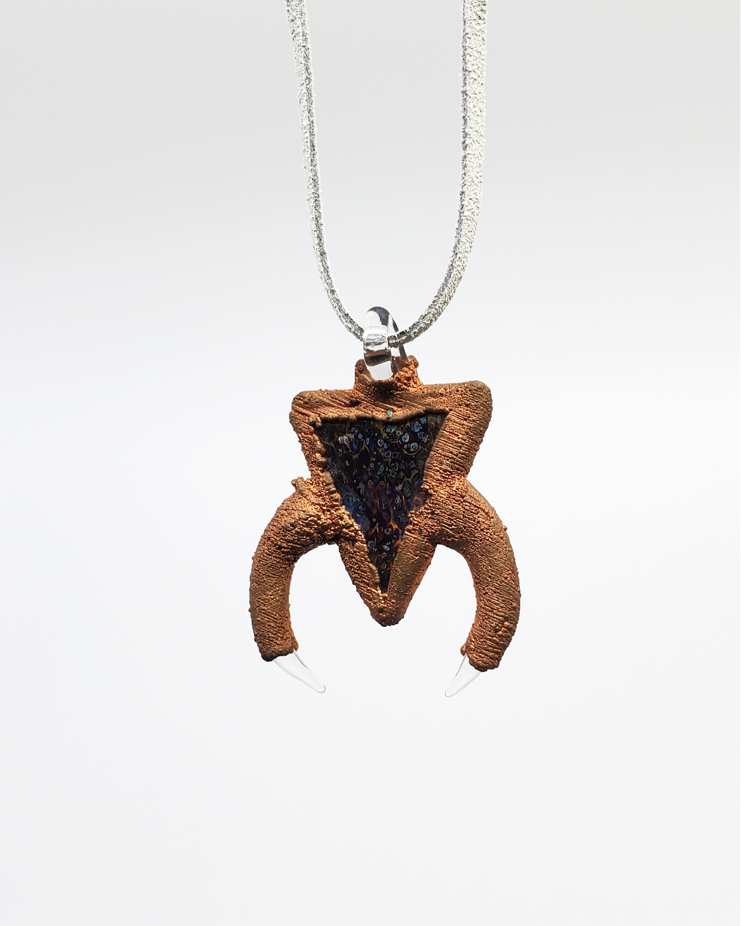  Side view of the Electroformed Glass Pendant, showcasing its detailed design and superior craftsmanship, perfect for jewelry enthusiasts.
