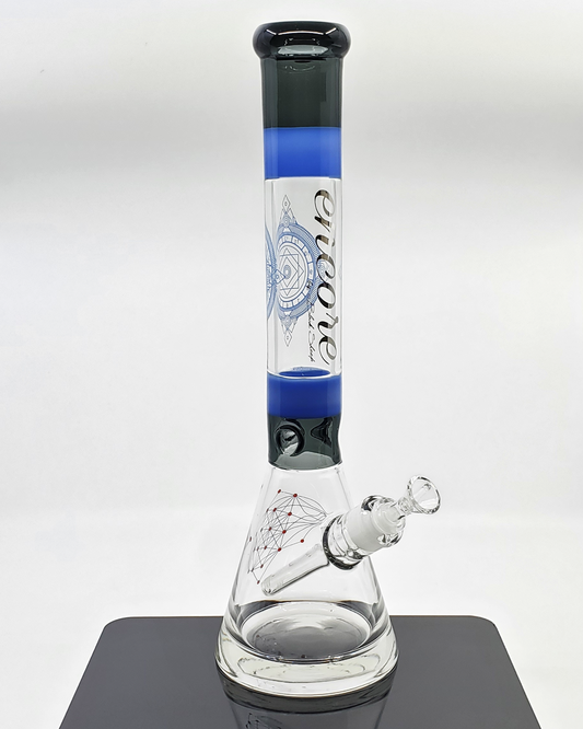 Encore Glass 17” 9MM Beaker featuring a thick glass structure for enhanced durability, stability, and smooth hits during every session.