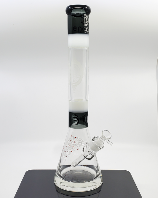  Side view of the Encore Glass 17” 9MM Beaker, highlighting its sturdy build and ideal design for powerful and smooth smoking experiences.