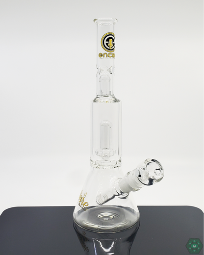 38mm Encore Glass Showerhead Bulge Beaker offering enhanced filtration with a showerhead perc and compact, durable construction