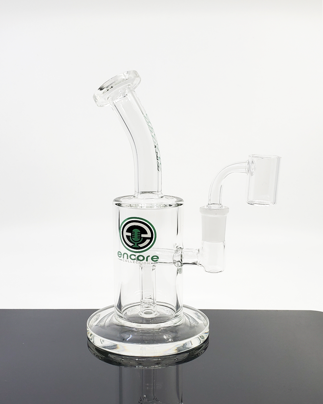 Top view of the Encore Glass 7” Clear Downstem, highlighting its precise design for optimal airflow and filtration in a compact, easy-to-use format.