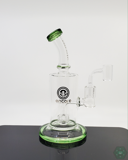 Encore Glass 7.5-inch Showerhead Rig with perc for enhanced filtration, ideal for daily sessions and smooth smoke diffusion