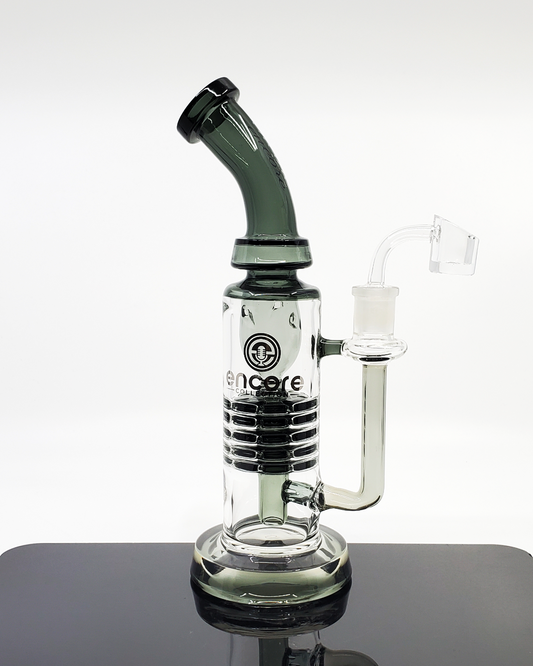 Front view of the Encore Glass 8.5” 5-Stage Incycler, designed for advanced filtration and smooth, cool hits.

