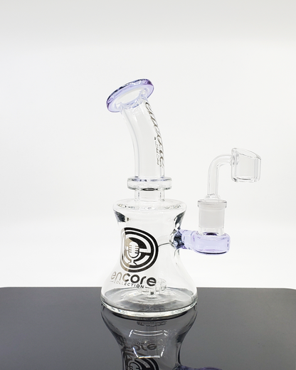 Close-up of the Encore Glass 8” Beaker, highlighting the colorful accents and its classic style that ensures smooth, filtered smoking sessions.