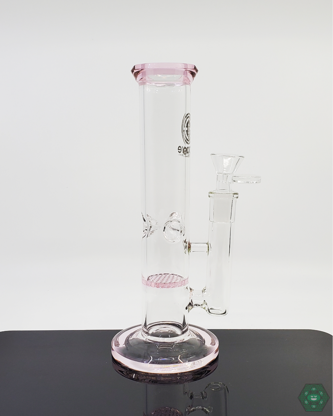 Encore Glass 8-inch Straight Tube with honeycomb perc, perfect for smooth sessions with efficient filtration and easy-to-use design
