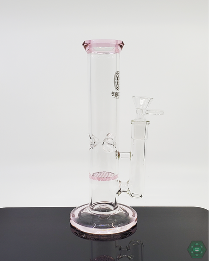 Encore Glass 8-inch Straight Tube with honeycomb perc, perfect for smooth sessions with efficient filtration and easy-to-use design