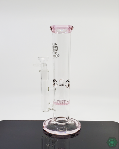 Encore Glass 8-inch Straight Tube with honeycomb perc, designed for smooth filtration and clean hits, perfect for compact smoking sessions