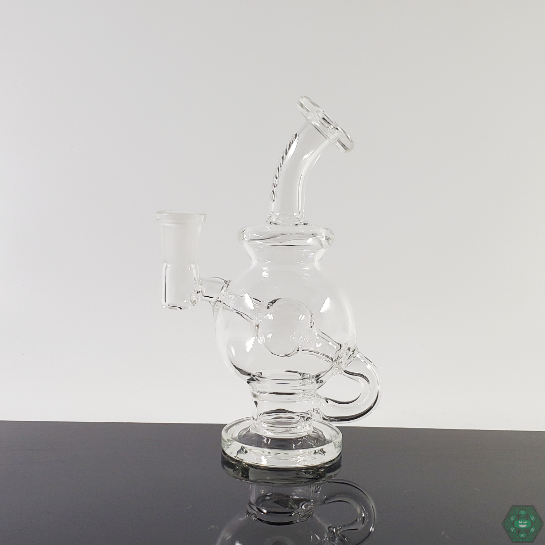 Encore Glass Micro Ball Rig with unique ball design, offering smooth hits and a compact, stylish look for glass enthusiasts