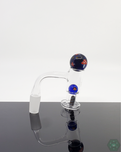Fidget Glass 25mm marble slurper set, including terp pearls and valve, designed for smoother vapor control and flavor optimization.