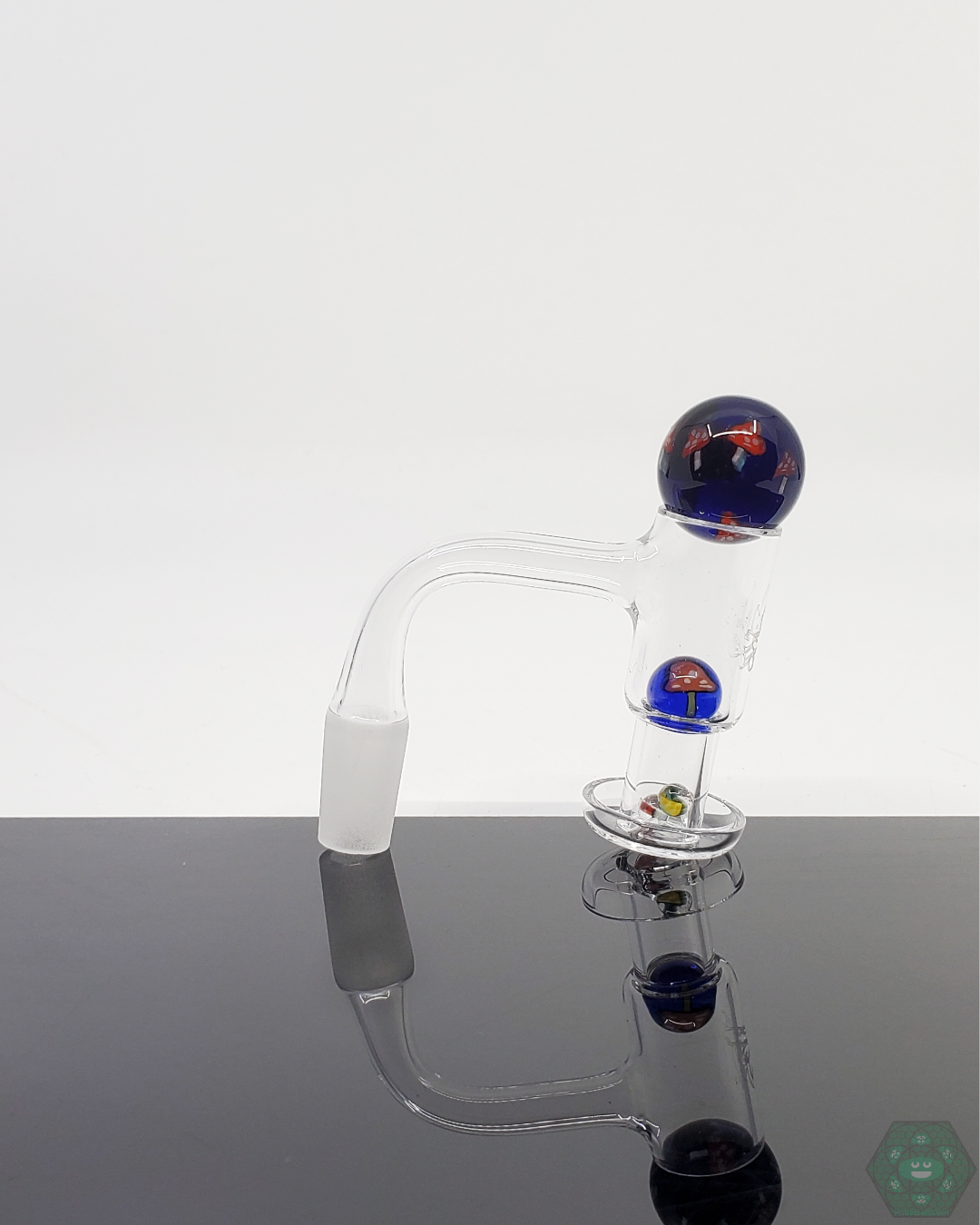  Fidget Glass Slurper Set Bundle featuring terp pearls, a terp valve, and a 25mm marble, designed for enhanced airflow and flavor control in quartz nails.