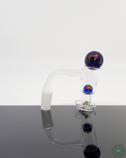  Fidget Glass Slurper Set Bundle featuring terp pearls, a terp valve, and a 25mm marble, designed for enhanced airflow and flavor control in quartz nails.
