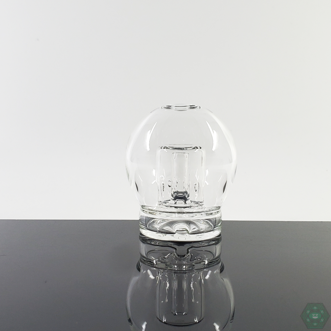 Angled view of the Flexer Jones Sphere Puffco Top, highlighting its clear design and enhanced functionality for optimal performance with Puffco devices.
