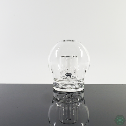 Angled view of the Flexer Jones Sphere Puffco Top, highlighting its clear design and enhanced functionality for optimal performance with Puffco devices.