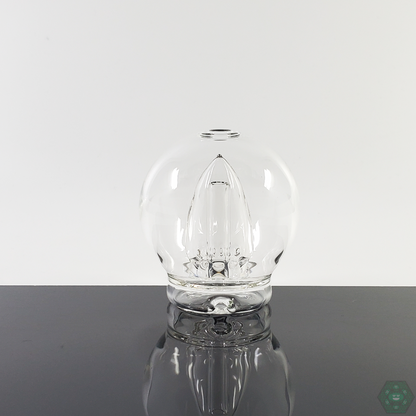 Flexer Jones Sphere Puffco Top attached to a Puffco device, demonstrating its seamless integration and improved airflow for a smooth dabbing experience.