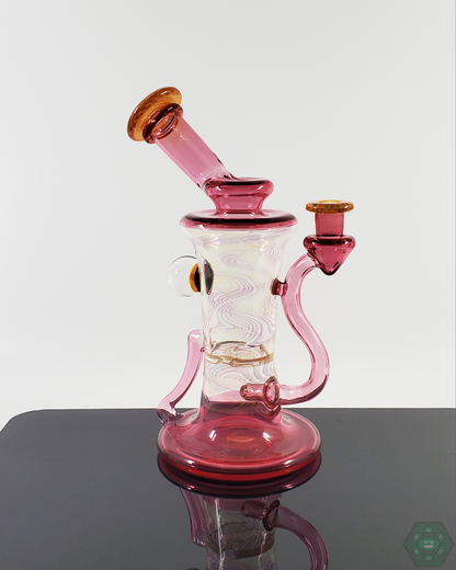 Gatez Glass Gold Ruby Rewig Blooper Dab Rig with 10mm 2-Hole Perc for smooth, filtered hits
