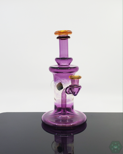 Gatez Glass Rewig Banger Hanger with 10mm Female 90° Joint, Fumed Implosion Marble, and 3-Hole Perc