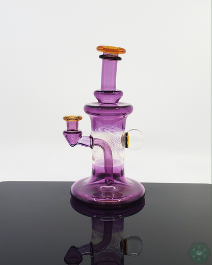 Gatez Glass Rewig Banger Hanger, 7-inch Height, 3.5-inch Diameter, with Fumed Implosion Marble and 10mm Female Joint