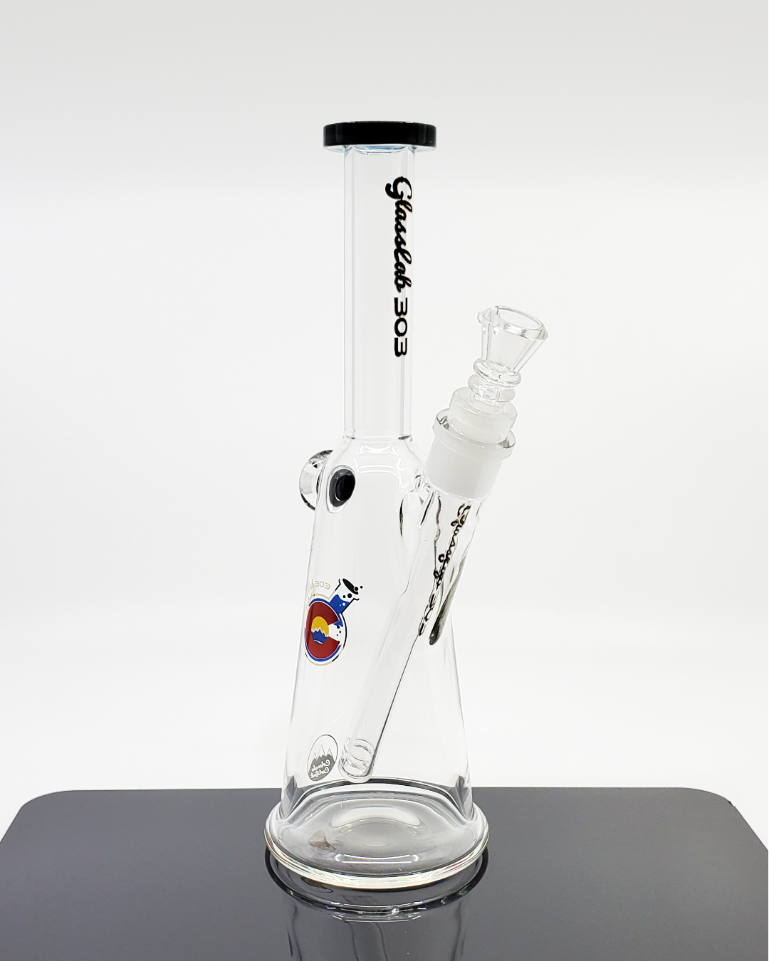 Glass Lab 303 10" Cone Beaker showcasing sleek design with a 14mm joint, ideal for smooth filtration in a compact setup.