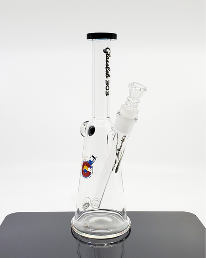 Glass Lab 303 10" Cone Beaker showcasing sleek design with a 14mm joint, ideal for smooth filtration in a compact setup.