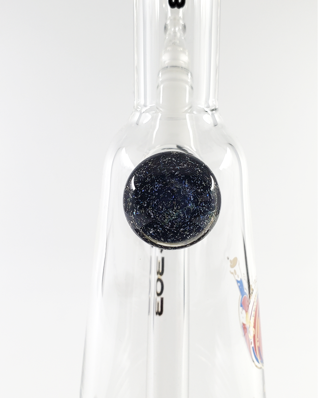 Top view of the Glass Lab 303 10" Cone Beaker, featuring a compact design with efficient filtration and a 14mm joint.