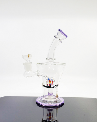 Glass Lab 303 8” Lace Perc Cone with a 14mm joint, showcasing its sleek cone design and advanced lace perc filtration for smooth hits.