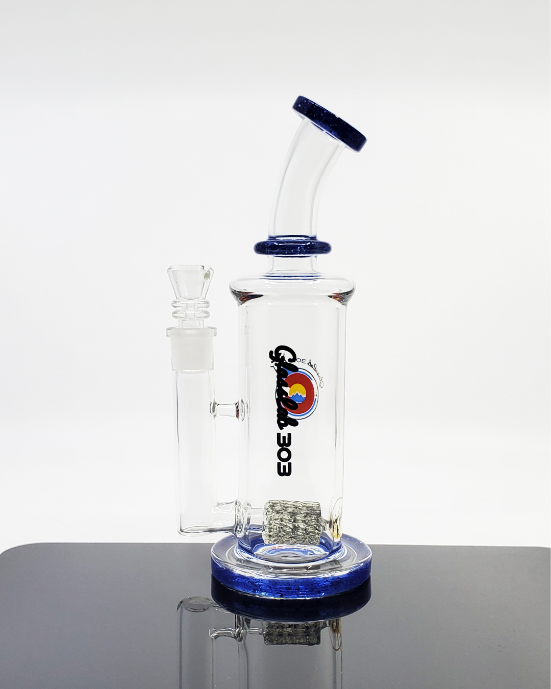  Glass Lab 303 9” Rectangle Lace Bong featuring a unique lace design, durable glass construction, and a stylish rectangular shape for smooth filtration.