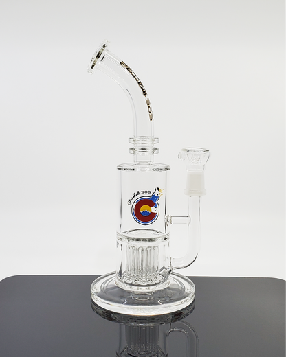  Glass Lab 303 9” Showerhead Perc Straight Tube featuring a compact design with a showerhead percolator for smooth filtration and clean hits.